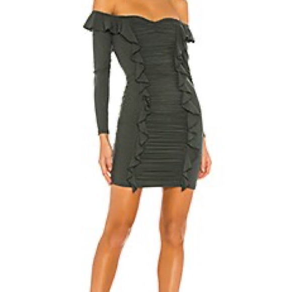 Evergreen Off-the-Shoulder Mini Dress - Picture 2 of 3